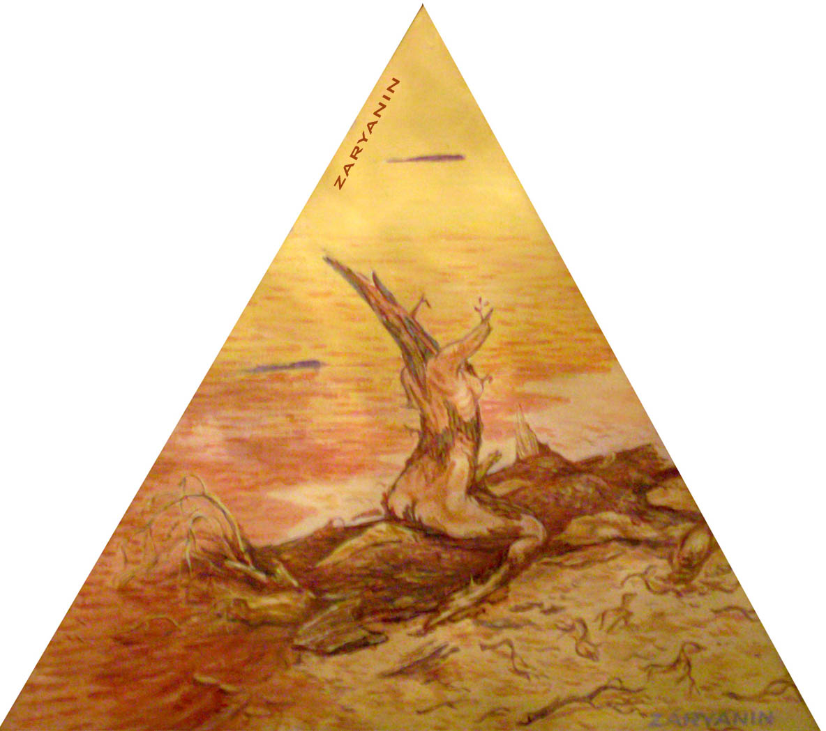 triangular painting: Wooden Venus